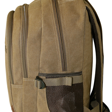 FIB Washed Canvas Backpack Bag in Khaki