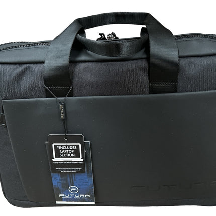 15" Futura Laptop Computer Bag Travel Work Messenger Bag w/USB Port - Black