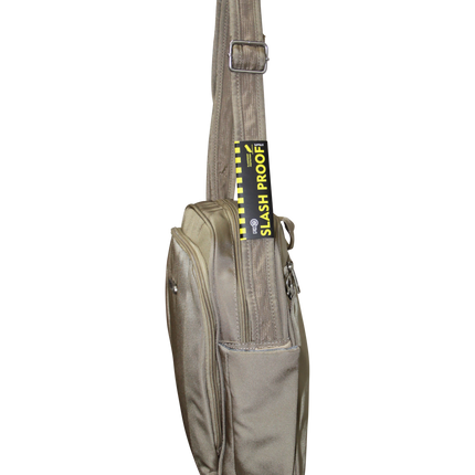 FIB Mens Tablet Crossover Travel Wallet Crossbody Shoulder Bag - Sand