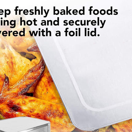 20x Aluminium Disposable Foil Food Container Trays Pans w/ Lids Covers Bulk 22x15x4.5cm