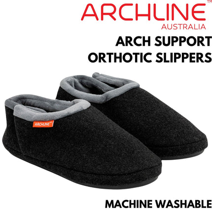 ARCHLINE Orthotic Slippers CLOSED Arch Scuffs Orthopedic Moccasins Shoes in Charcoal Marle - EUR 39