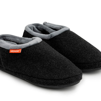 ARCHLINE Orthotic Slippers CLOSED Arch Scuffs Orthopedic Moccasins Shoes in Charcoal Marle - EUR 45