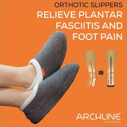 ARCHLINE Orthotic Slippers CLOSED Arch Scuffs Orthopedic Moccasins Shoes in Charcoal Marle - EUR 47