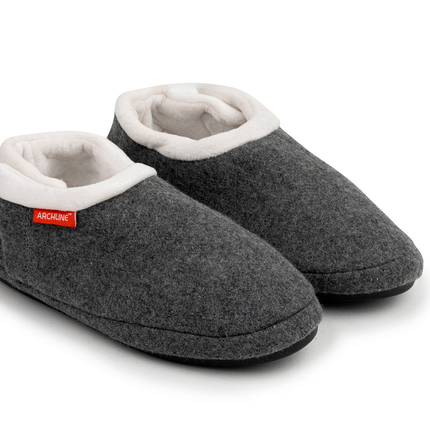 ARCHLINE Orthotic Slippers CLOSED Arch Scuffs Orthopedic Moccasins Shoes in Grey Marle - EUR 38