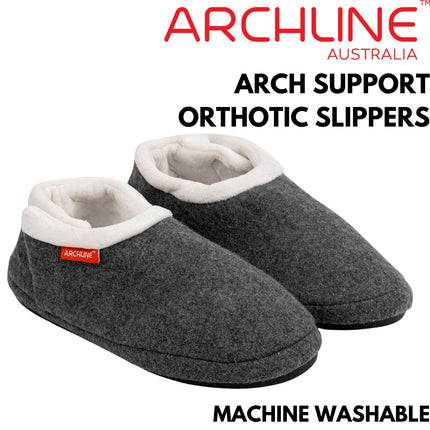 ARCHLINE Orthotic Slippers CLOSED Arch Scuffs Orthopedic Moccasins Shoes in Grey Marle - EUR 39