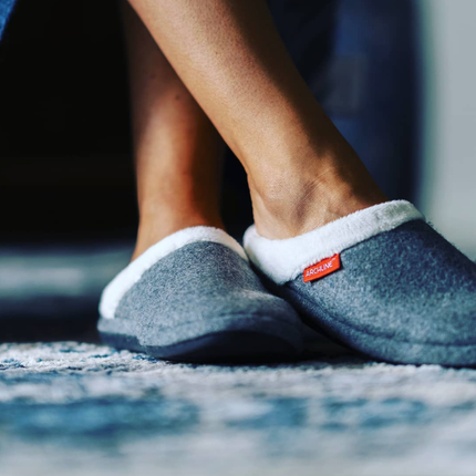 ARCHLINE Orthotic Slippers Slip On Arch Scuffs Orthopedic Moccasins in Grey Marle - EUR 42