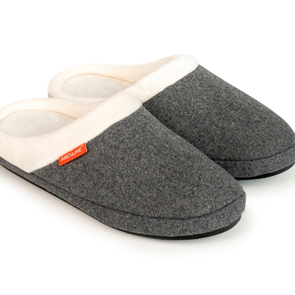 ARCHLINE Orthotic Slippers Slip On Arch Scuffs Orthopedic Moccasins in Grey Marle - EUR 43