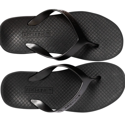 ARCHLINE Orthotic Thongs Arch Support Shoes Footwear Flip Flops Orthopedic - Black/Black - EUR 42