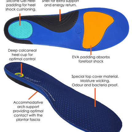 Archline Active Orthotics Full Length Arch Support Pain Relief Insoles - For Work - S (EU 38-39)
