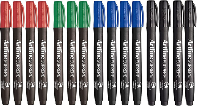 Artline Supreme Permanent Markers - Assorted Colours 15 pack