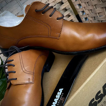 Massa Ascoli Leather Derby Dress Lace Up Shoes Wedding Business Formal in Tan - UK 10