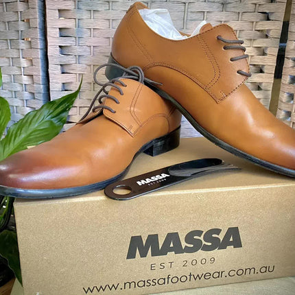 Massa Ascoli Leather Derby Dress Lace Up Shoes Wedding Business Formal in Tan - UK 10