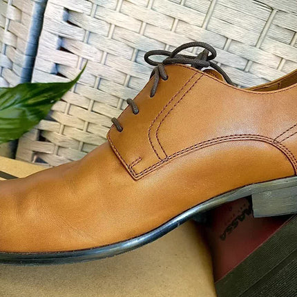 Massa Ascoli Leather Derby Dress Lace Up Shoes Wedding Business Formal in Tan - UK 9