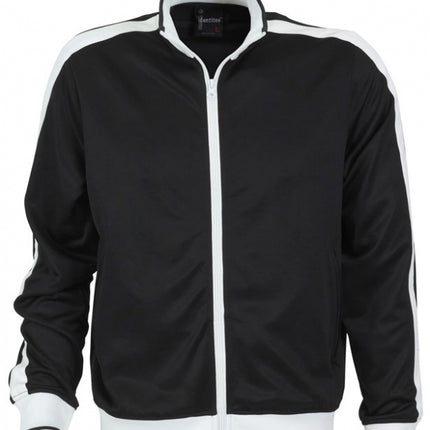 Identitee Mens Varsity Track Top Jacket Tracksuit Warm Winter Jumper Long Sleeve - Black/White - L