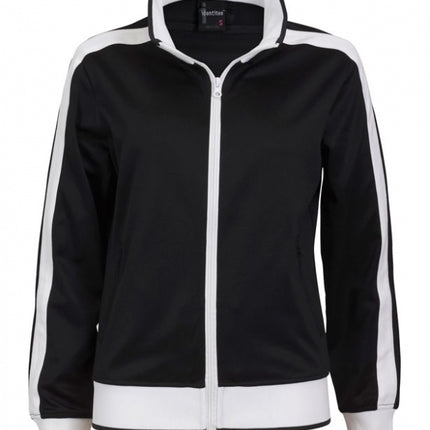 Identitee Ladies Track Top Jacket Tracksuit Warm Winter Full Zip Varsity Jumper - Black/White - L (14-16)