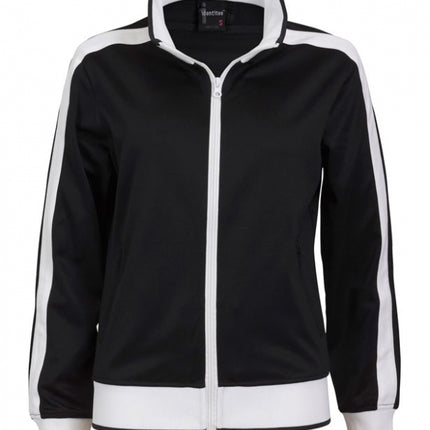 Identitee Ladies Track Top Jacket Tracksuit Warm Winter Full Zip Varsity Jumper - Black/White - XL (18-20)