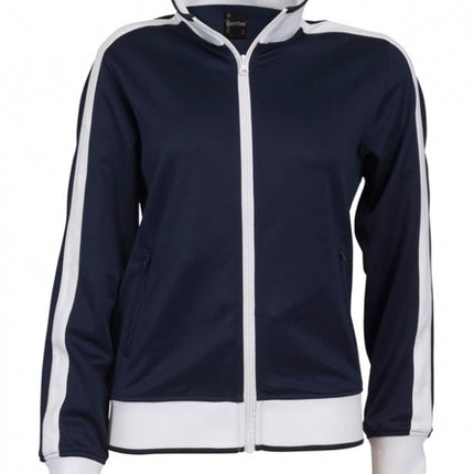 Identitee Ladies Track Top Jacket Tracksuit Warm Winter Full Zip Varsity Jumper - Navy/White - L (14-16)