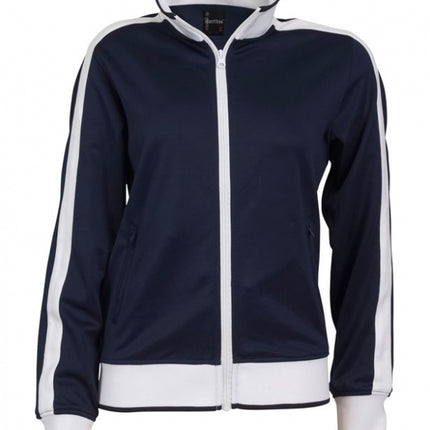Identitee Ladies Track Top Jacket Tracksuit Warm Winter Full Zip Varsity Jumper - Navy/White - XL (18-20)