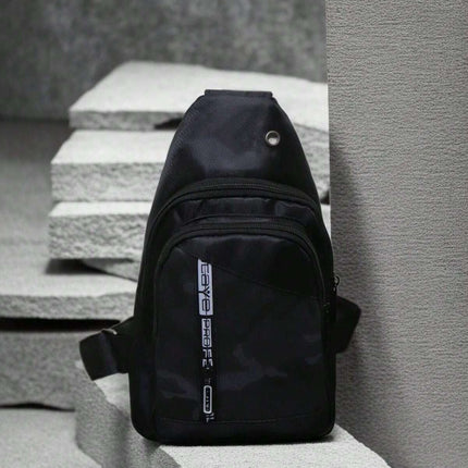 Mens Crossbody Sling Casual Chest Bag in Black