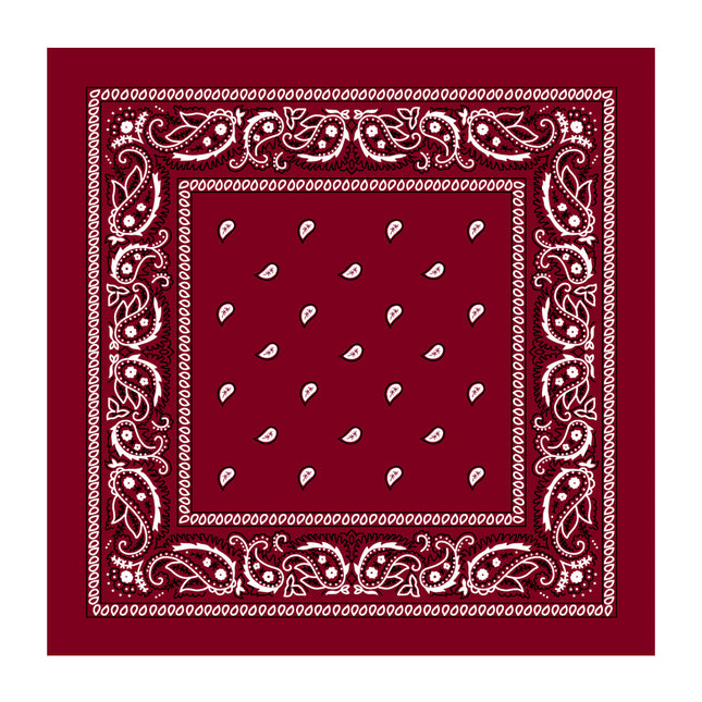 BANDANA Paisley 100% COTTON Head Wrap Durag Bandanna Summer Biker Scarf Mask - Burgundy