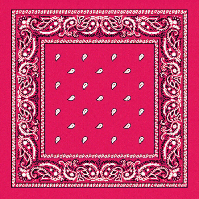 BANDANA Paisley 100% COTTON Head Wrap Durag Bandanna Summer Biker Scarf Mask - Hot Pink