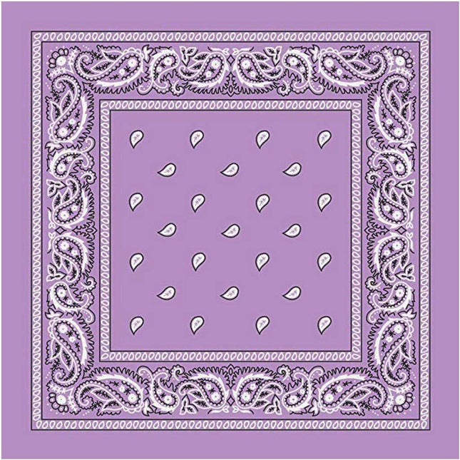 BANDANA Paisley 100% COTTON Head Wrap Durag Bandanna Summer Biker Scarf Mask - Lilac