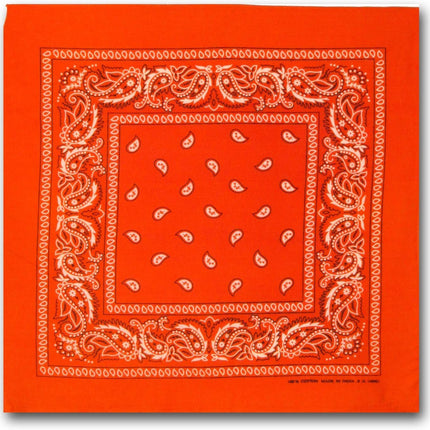 BANDANA Paisley 100% COTTON Head Wrap Durag Bandanna Summer Biker Scarf Mask - Orange