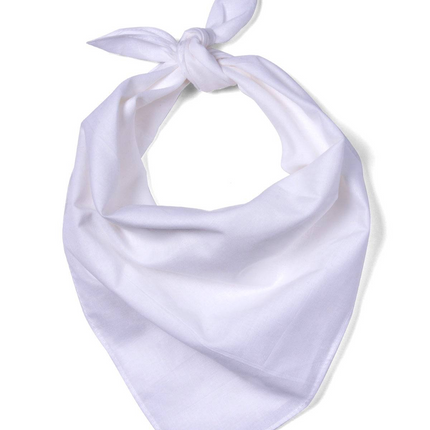 Plain Bandana 100% COTTON Head Wrap Durag Bandanna Summer Biker Scarf Mask - White