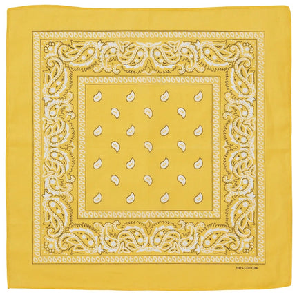 BANDANA Paisley 100% COTTON Head Wrap Durag Bandanna Summer Biker Scarf Mask - Yellow