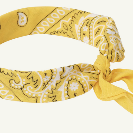 BANDANA Paisley 100% COTTON Head Wrap Durag Bandanna Summer Biker Scarf Mask - Yellow