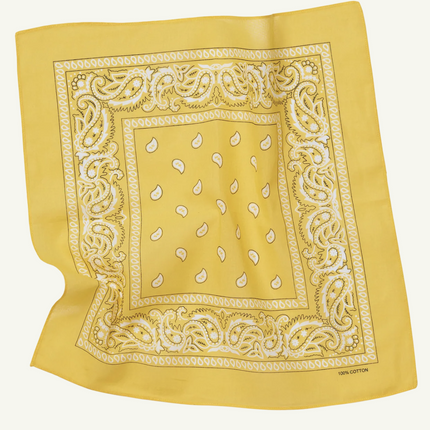 BANDANA Paisley 100% COTTON Head Wrap Durag Bandanna Summer Biker Scarf Mask - Yellow