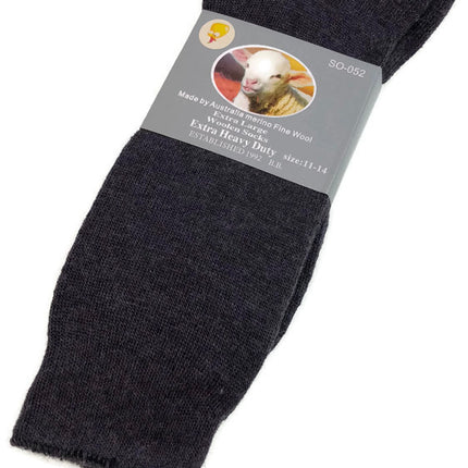 1 Pair Merino Wool Blend Woolen Work Socks Hiking Heavy Duty Warm Winter Thermal - Charcoal - 11-14
