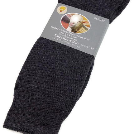 1 Pair Merino Wool Blend Woolen Work Socks Hiking Heavy Duty Warm Winter Thermal - Charcoal - 11-14