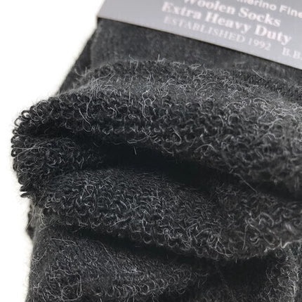 6 Pairs Merino Wool Blend Woolen Work Socks Hiking Heavy Duty Warm Thermal Bulk - Black - 7-11
