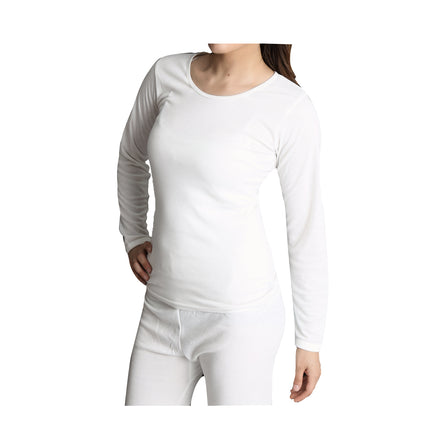 Ladies Merino Wool Blend Long Sleeve Thermal Spencer Top Underwear Thermals - Beige - 16-18