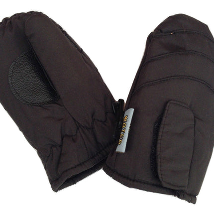 Kids Ski Gloves Mittens Waterproof Thermal Winter Snow Boys Girls Lined - Black - One Size (3-6 Years Old)
