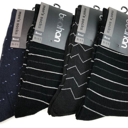18 Pairs COTTON BUSINESS SOCKS Mens Dress Crew Plain Work Casual  BULK - Black - 6-11