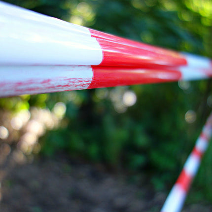 3x DANGER TAPE Red White Safety Warning Barricade Barrier Strip Non-Stick 20m
