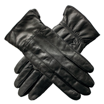 Ladies Genuine Sheepskin Leather Gloves Fleece Lined Warm Winter Womens in Black - L