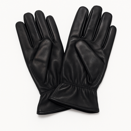 Ladies Genuine Sheepskin Leather Gloves Fleece Lined Warm Winter Womens in Black - L