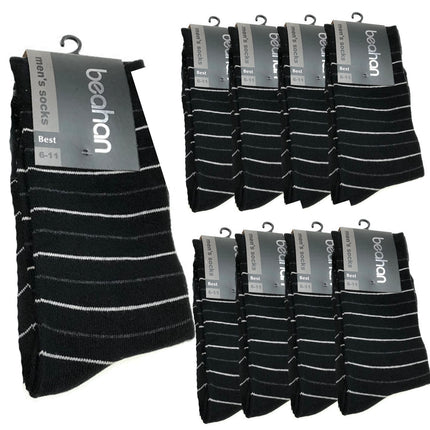 9 Pairs COTTON BUSINESS SOCKS Mens Dress Crew Plain Work Casual  BULK - Black - 6-11