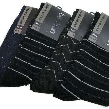 9 Pairs COTTON BUSINESS SOCKS Mens Dress Crew Plain Work Casual  BULK - Black - 6-11