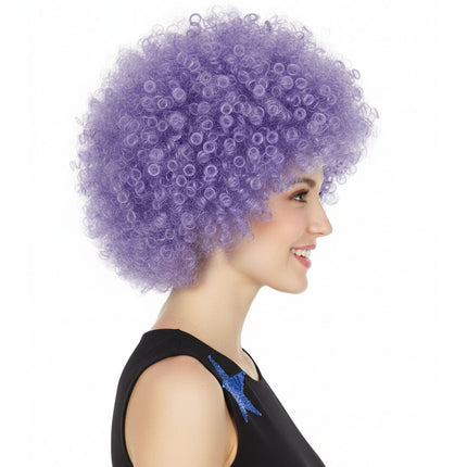 Mens DELUXE AFRO WIG Curly Hair Costume Party Fancy Disco 70s 80s Dress Up - Purple