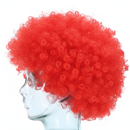 Mens DELUXE AFRO WIG Curly Hair Costume Party Fancy Disco 70s 80s Dress Up - Red