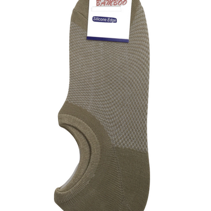 1 Pair NO SHOW BAMBOO SOCKS Non Slip Heel Grip Low Cut Invisible Footlet - Beige - 11-14