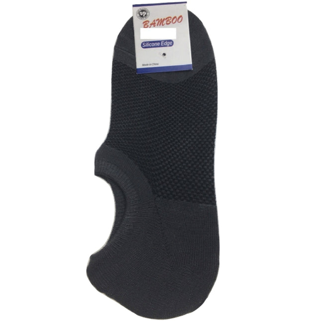 1 Pair NO SHOW BAMBOO SOCKS Non Slip Heel Grip Low Cut Invisible Footlet - Charcoal - 11-14