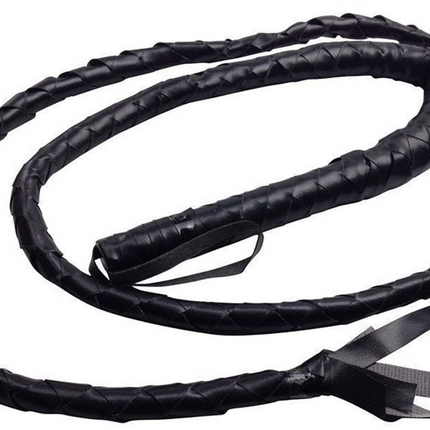 BLACK WHIP Faux Leather Costume Party 180cm Riding Cowboy Fancy Dress