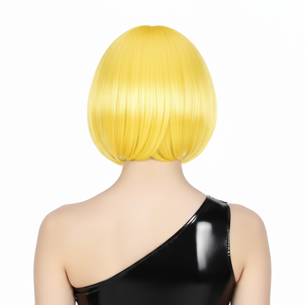 Bob Wig Costume Short Straight Fringe Cosplay Party Full Hair Womens Fancy Dress - Yellow