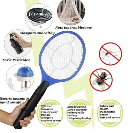 2x BUG ZAPPER RACKET Fly Mosquito Pest Swatter Net Racquet Electric Insect Killer