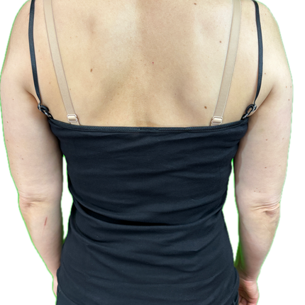 Womens Camisole Top Cami Strap Top Singlet Summer Basic Tank Shirt - Black - 14-16